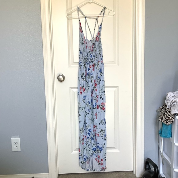 Lush Dresses & Skirts - LUSH Blue Floral Cottagecore Hi Lo Maxi Dress Adjustable Straps Size M Lined